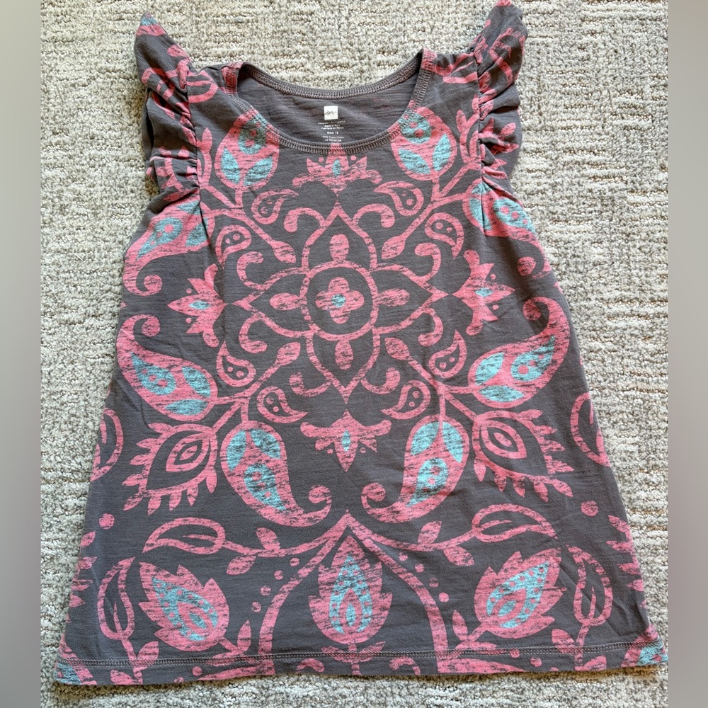 Tea Collection Flutter Sleeve Print Tank Top
